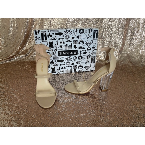 ❌SOLD❌ Nude and Clear Block Heels - Picture 1 of 5